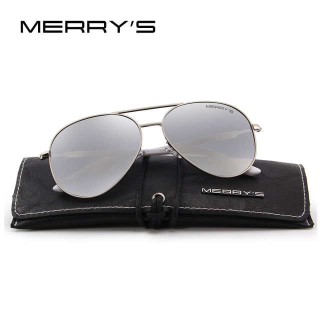 merry's design men/women classic pilot polarized sunglasses 100% uv protection c09 silver