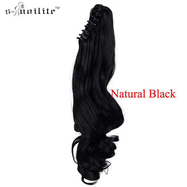 snoilite synthetic women claw on ponytail clip in hair extensions curly style pony tail hairpiece black brown blonde hairstyles