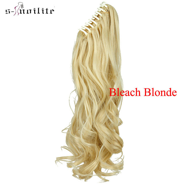 snoilite synthetic women claw on ponytail clip in hair extensions curly style pony tail hairpiece black brown blonde hairstyles