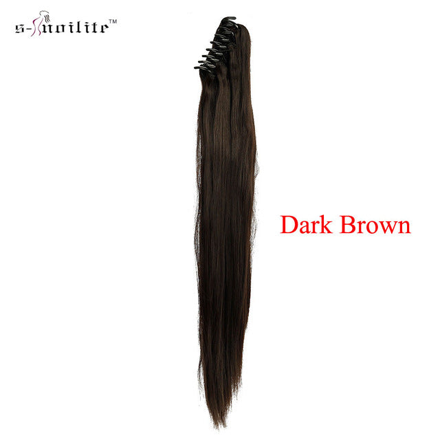 snoilite synthetic women claw on ponytail clip in hair extensions curly style pony tail hairpiece black brown blonde hairstyles