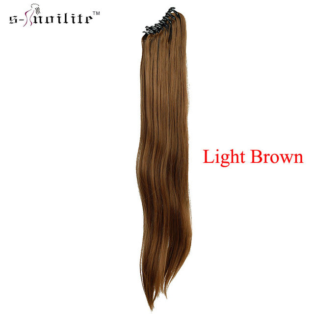 snoilite synthetic women claw on ponytail clip in hair extensions curly style pony tail hairpiece black brown blonde hairstyles