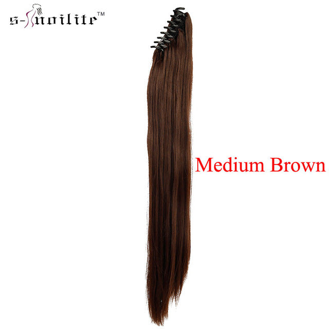 snoilite synthetic women claw on ponytail clip in hair extensions curly style pony tail hairpiece black brown blonde hairstyles