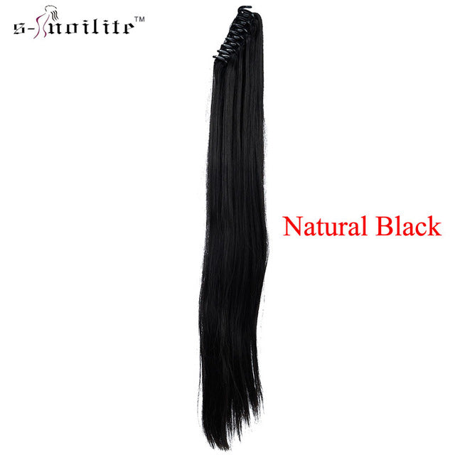 snoilite synthetic women claw on ponytail clip in hair extensions curly style pony tail hairpiece black brown blonde hairstyles