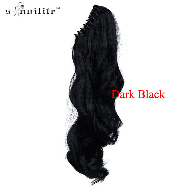 snoilite synthetic women claw on ponytail clip in hair extensions curly style pony tail hairpiece black brown blonde hairstyles