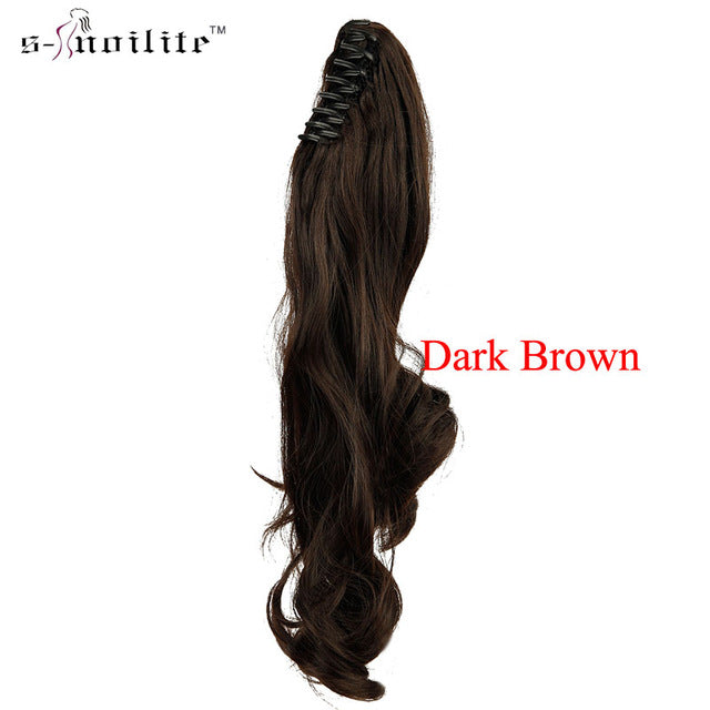 snoilite synthetic women claw on ponytail clip in hair extensions curly style pony tail hairpiece black brown blonde hairstyles