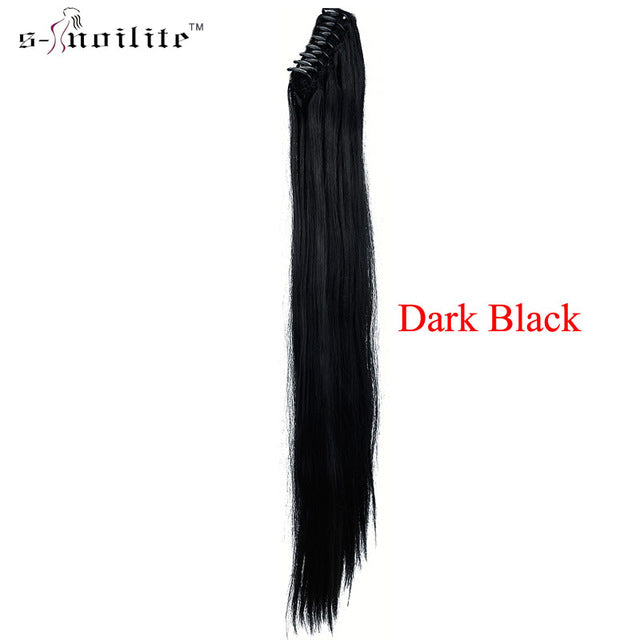 snoilite synthetic women claw on ponytail clip in hair extensions curly style pony tail hairpiece black brown blonde hairstyles