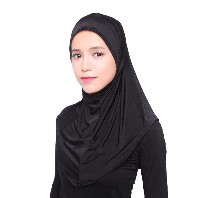 women full cover inner hijab cap 12 colors muslim hijab scarf  ice silk arabianislamic head wear hat underscarf black