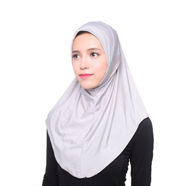 women full cover inner hijab cap 12 colors muslim hijab scarf  ice silk arabianislamic head wear hat underscarf light grey