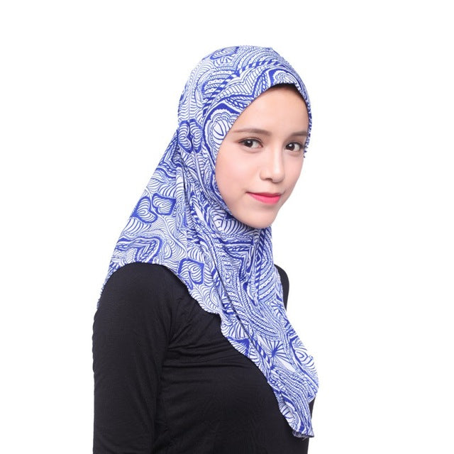 women full cover inner hijab cap 12 colors muslim hijab scarf  ice silk arabianislamic head wear hat underscarf blue