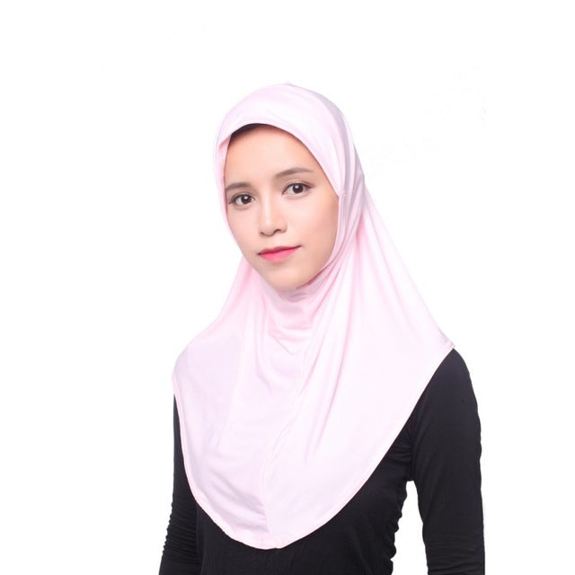 women full cover inner hijab cap 12 colors muslim hijab scarf  ice silk arabianislamic head wear hat underscarf light pink