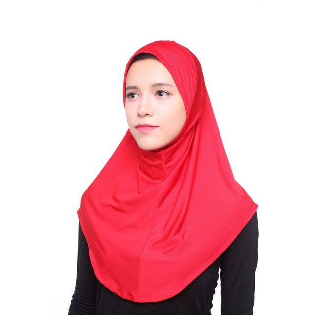 women full cover inner hijab cap 12 colors muslim hijab scarf  ice silk arabianislamic head wear hat underscarf red