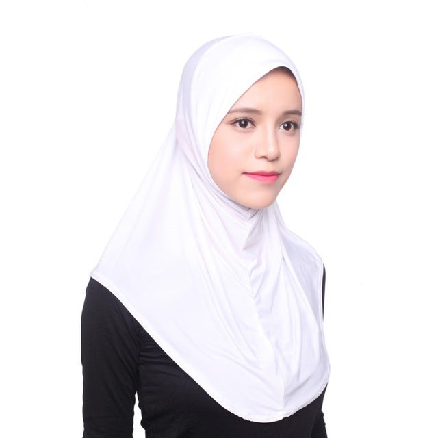 women full cover inner hijab cap 12 colors muslim hijab scarf  ice silk arabianislamic head wear hat underscarf white