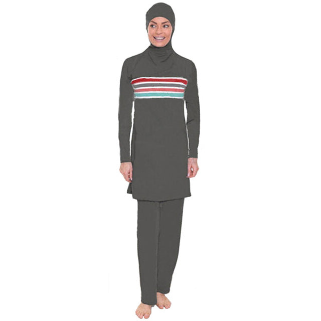 yongsen plus size muslim swimwear women modest patchwork full cover swimsuit islamic hijab islam burkinis wear bathing suit