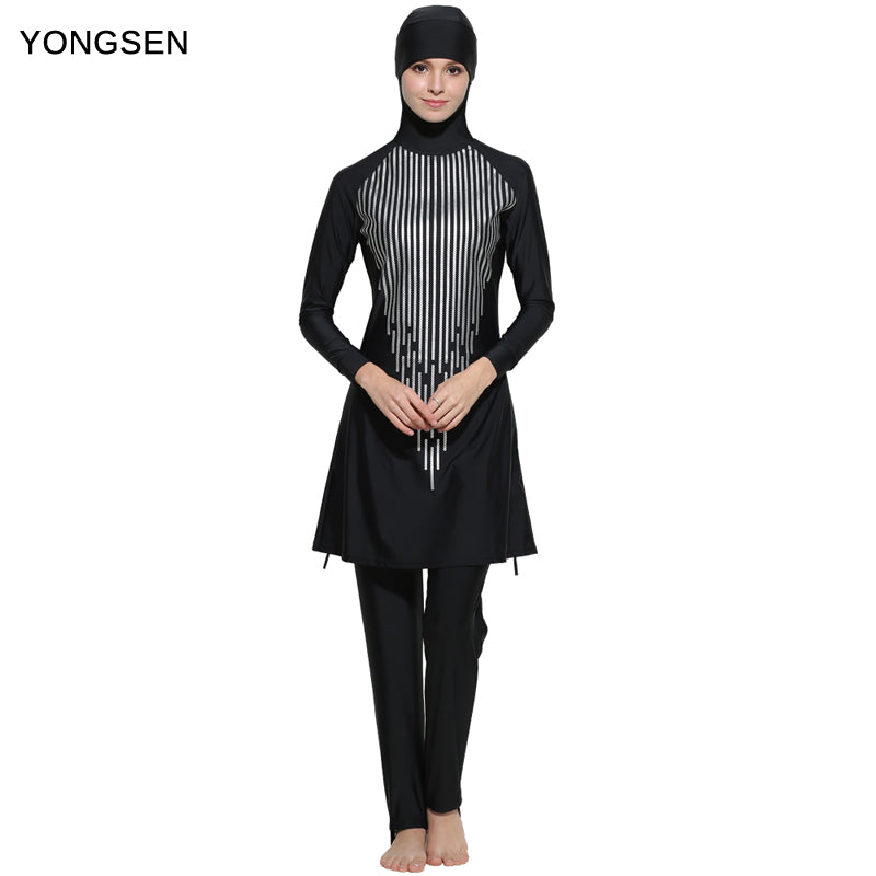 yongsen women printed floral modest muslim swimwear hijab muslimah islamic swimsuit sport clothing plus size burkinis