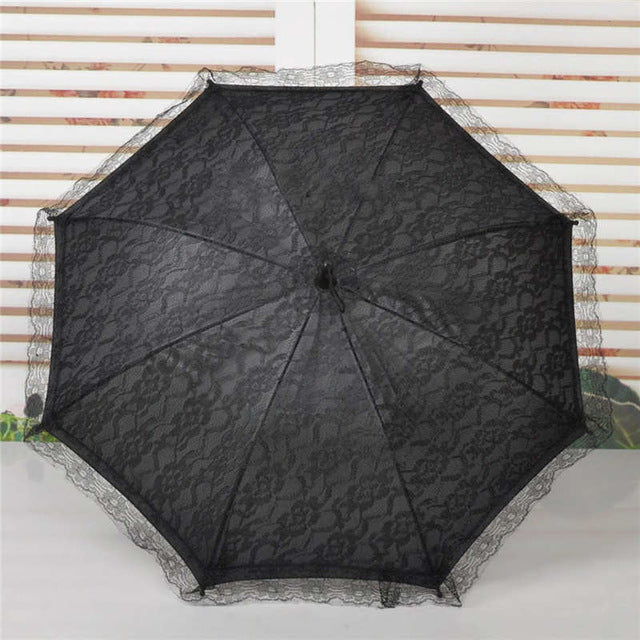 nylon lace flower sun umbrella lady carry parasol bumbershoot bridal wedding party venue decorative parasol accessories black