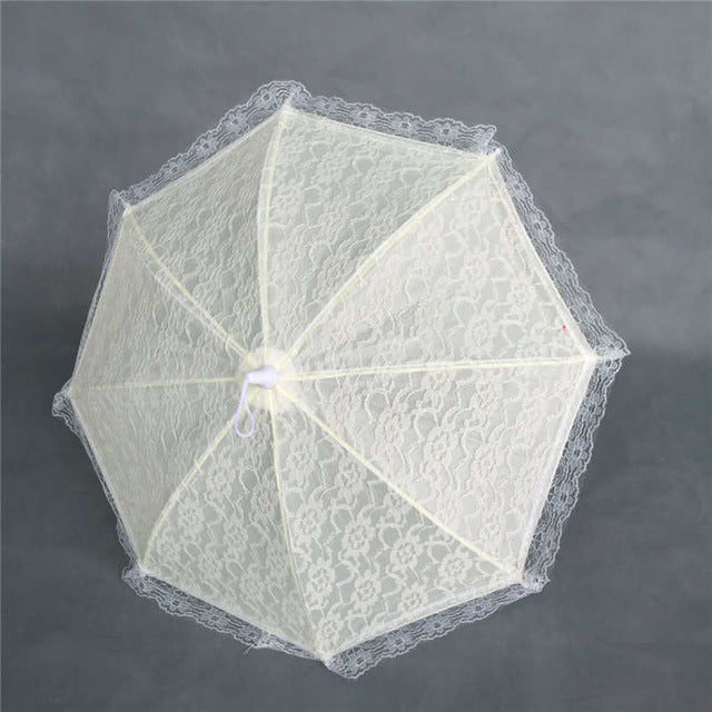 nylon lace flower sun umbrella lady carry parasol bumbershoot bridal wedding party venue decorative parasol accessories white