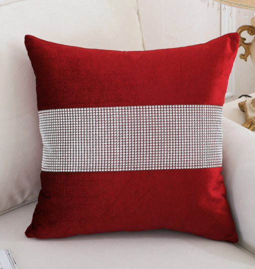 luxurious velour with diamond pillow cover / cushion cover 45x45cm only cover / red