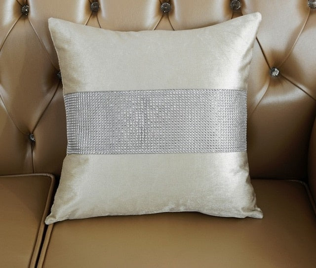 luxurious velour with diamond pillow cover / cushion cover 45x45cm only cover / off white