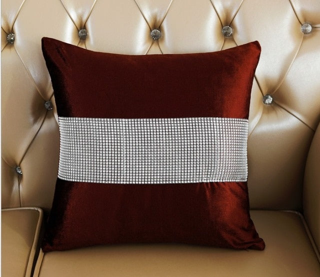 luxurious velour with diamond pillow cover / cushion cover 45x45cm only cover / coffee