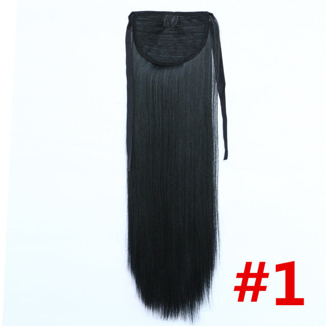 feibin tie on ponytail hair extension tail hairpiece long straight synthetic women's hair #1 / 24inches