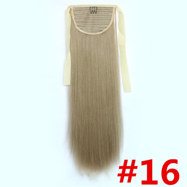 feibin tie on ponytail hair extension tail hairpiece long straight synthetic women's hair #16 / 24inches