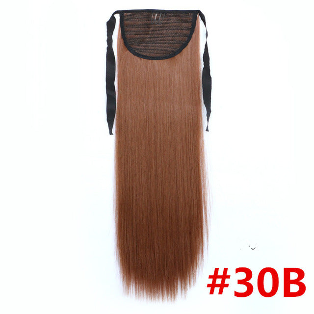 feibin tie on ponytail hair extension tail hairpiece long straight synthetic women's hair p2/350 / 24inches