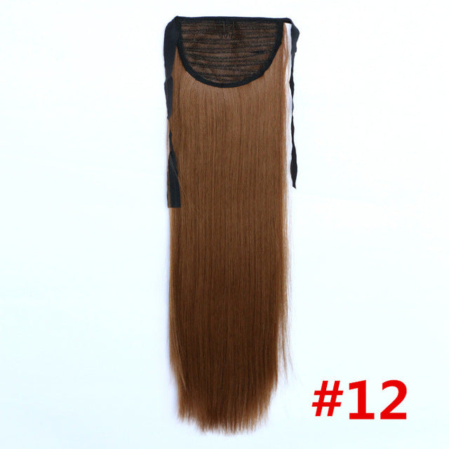 feibin tie on ponytail hair extension tail hairpiece long straight synthetic women's hair p16/613 / 24inches