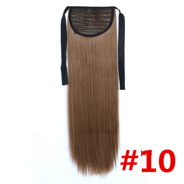 feibin tie on ponytail hair extension tail hairpiece long straight synthetic women's hair p27/613 / 24inches