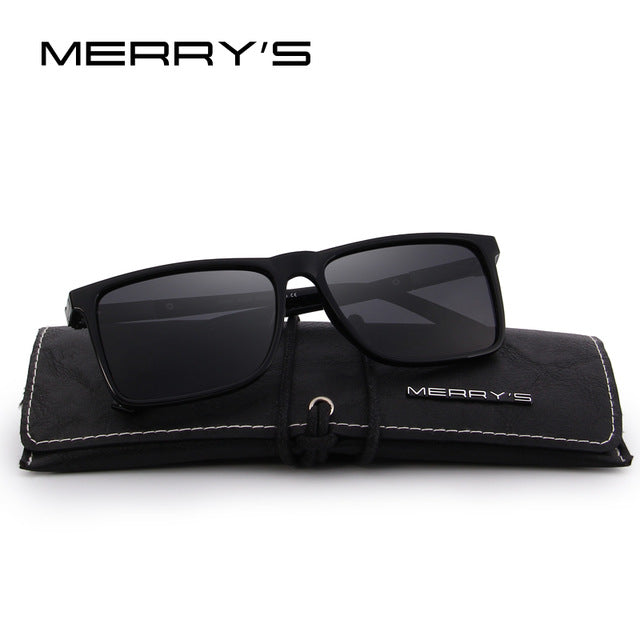merry's design men polarized rectangle sunglasses 100% uv protection c01 black