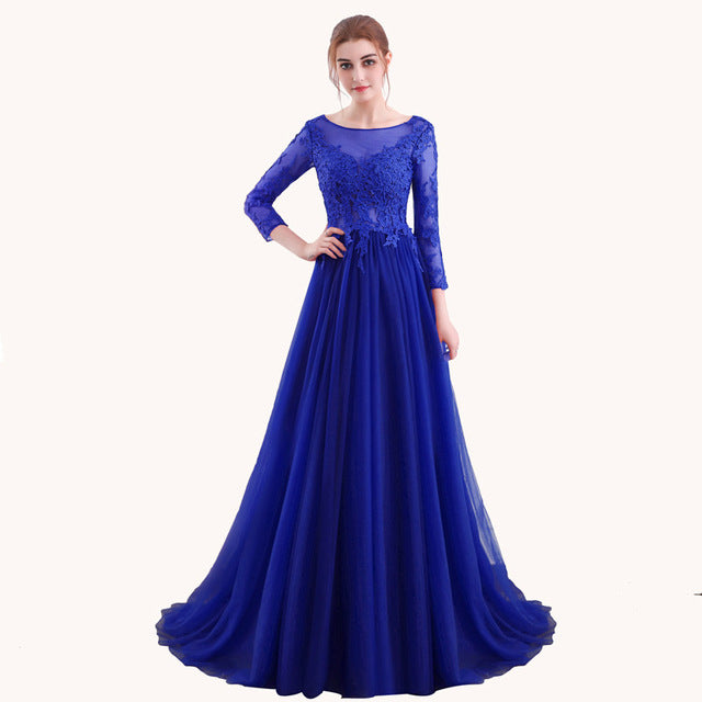 fadistee new arrival evening party dresses long gown vestido de festa see through  appliques sexy backless dress