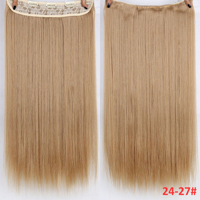 aisi hair 22 inch(55cm)  long straight women clip in hair extensions black brown high tempreture synthetic hairpiece blonde / 22inches