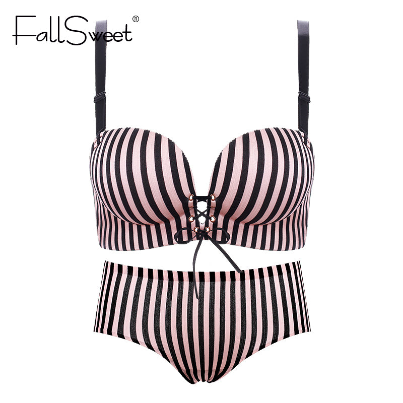 fallsweet padded push up women bra set sexy lingerie set for small breast ladies bras and panties set a b cup
