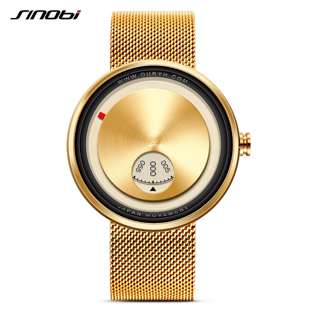 men's creative milan strap wrist watches relogio watch rotate dial plate wrist creative & sports watch golden / china