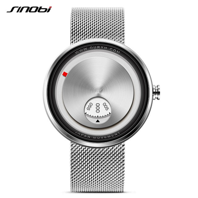 men's creative milan strap wrist watches relogio watch rotate dial plate wrist creative & sports watch silver / china