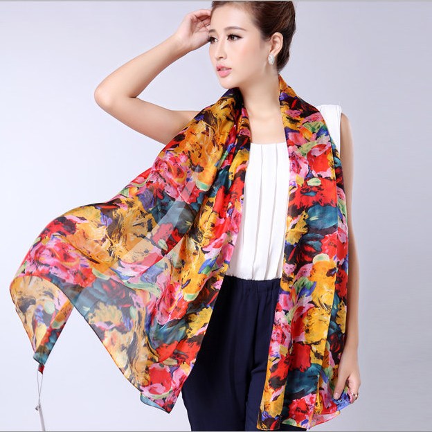 [bysifa] silk scarf plus size broadened silk women's silk scarf shawl female scarf new winter orange coffee women long scarves as picture