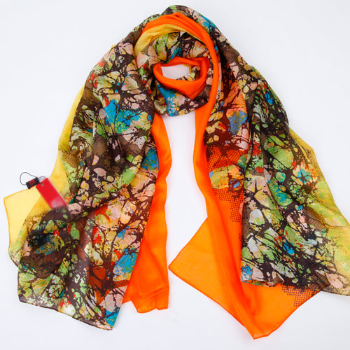 [bysifa] silk scarf plus size broadened silk women's silk scarf shawl female scarf new winter orange coffee women long scarves as picture 1