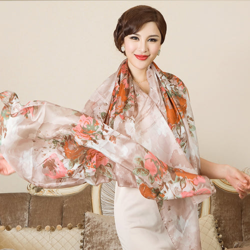 [bysifa] silk scarf plus size broadened silk women's silk scarf shawl female scarf new winter orange coffee women long scarves as picture 3