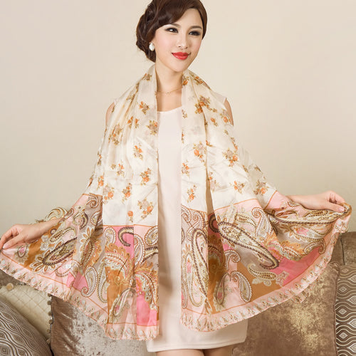 [bysifa] silk scarf plus size broadened silk women's silk scarf shawl female scarf new winter orange coffee women long scarves as picture 9