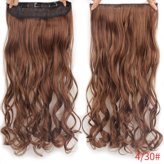 aisi hair 22" 17 colors long wavy high temperature fiber synthetic clip in hair extensions for women 4/30hl / 22inches