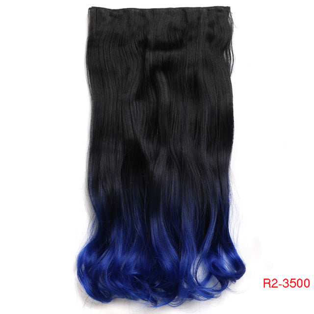 aisi hair 22" 17 colors long wavy high temperature fiber synthetic clip in hair extensions for women t1b/350 / 22inches