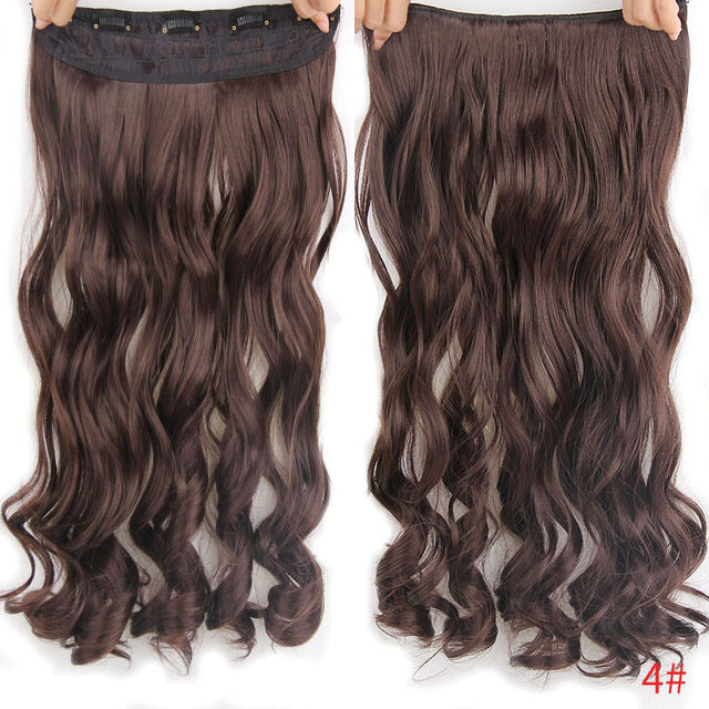 aisi hair 22" 17 colors long wavy high temperature fiber synthetic clip in hair extensions for women #4 / 22inches