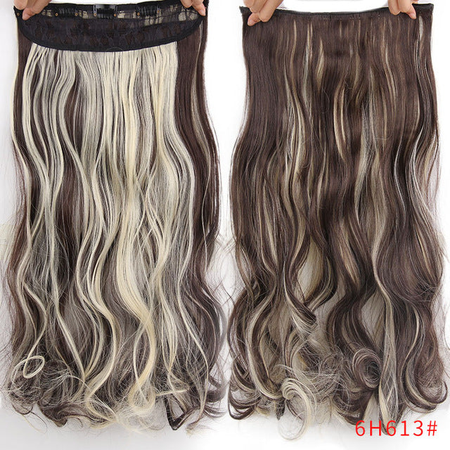 aisi hair 22" 17 colors long wavy high temperature fiber synthetic clip in hair extensions for women p4/613 / 22inches