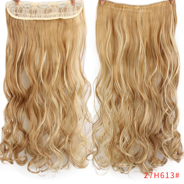 aisi hair 22" 17 colors long wavy high temperature fiber synthetic clip in hair extensions for women p27/613 / 22inches