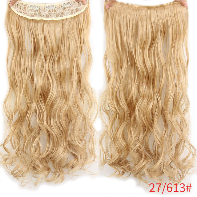 aisi hair 22" 17 colors long wavy high temperature fiber synthetic clip in hair extensions for women 27/613# / 22inches