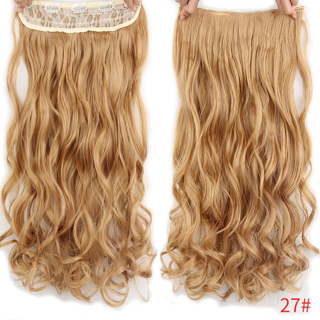 aisi hair 22" 17 colors long wavy high temperature fiber synthetic clip in hair extensions for women 27# / 22inches