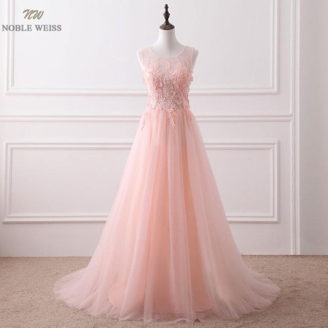 noble weiss pink appliques beading sexy backless court train evening dresses bride banquet elegant party prom dress