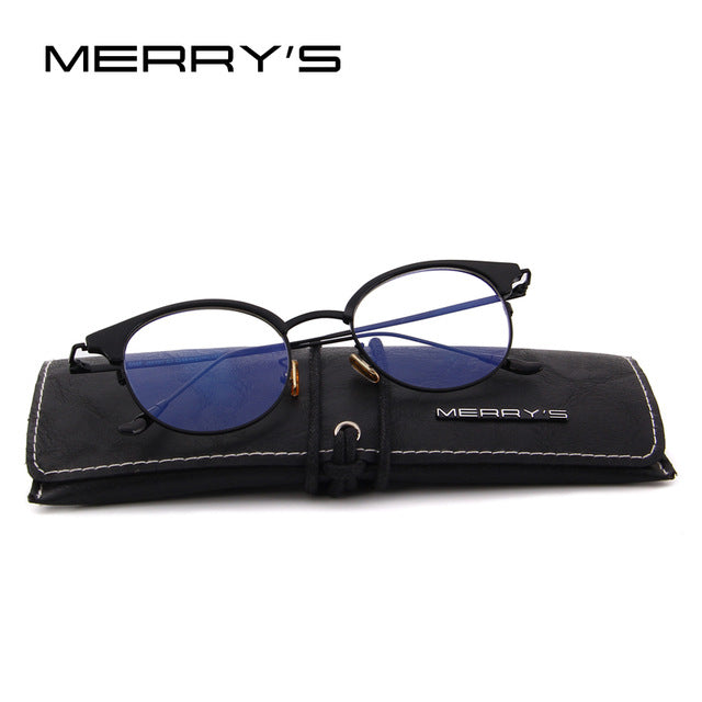 merry's design women retro cat eye optical frames eyeglasses c01 black