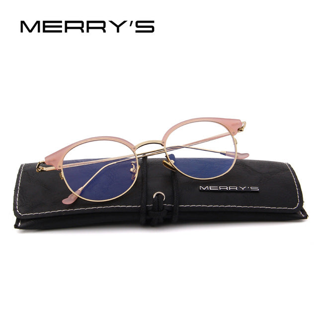 merry's design women retro cat eye optical frames eyeglasses c02 pink