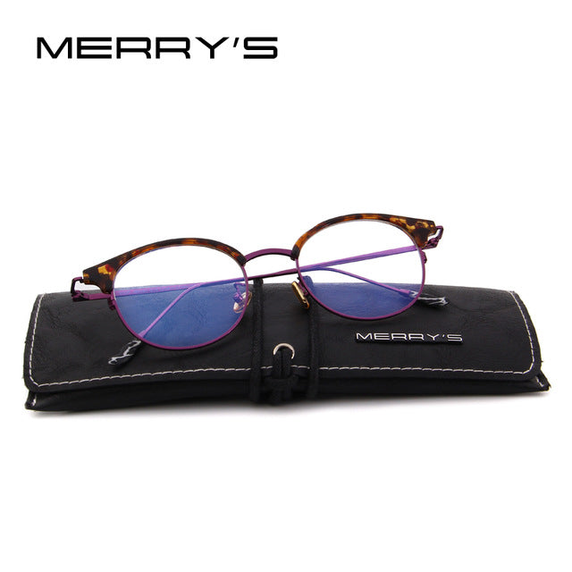 merry's design women retro cat eye optical frames eyeglasses c05 leopard
