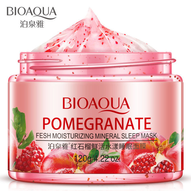 120g bioaqua natural plants essence sleeping facial mask moisturizer hydrating whitening skin anti aging women face skin care china / red pomegranate